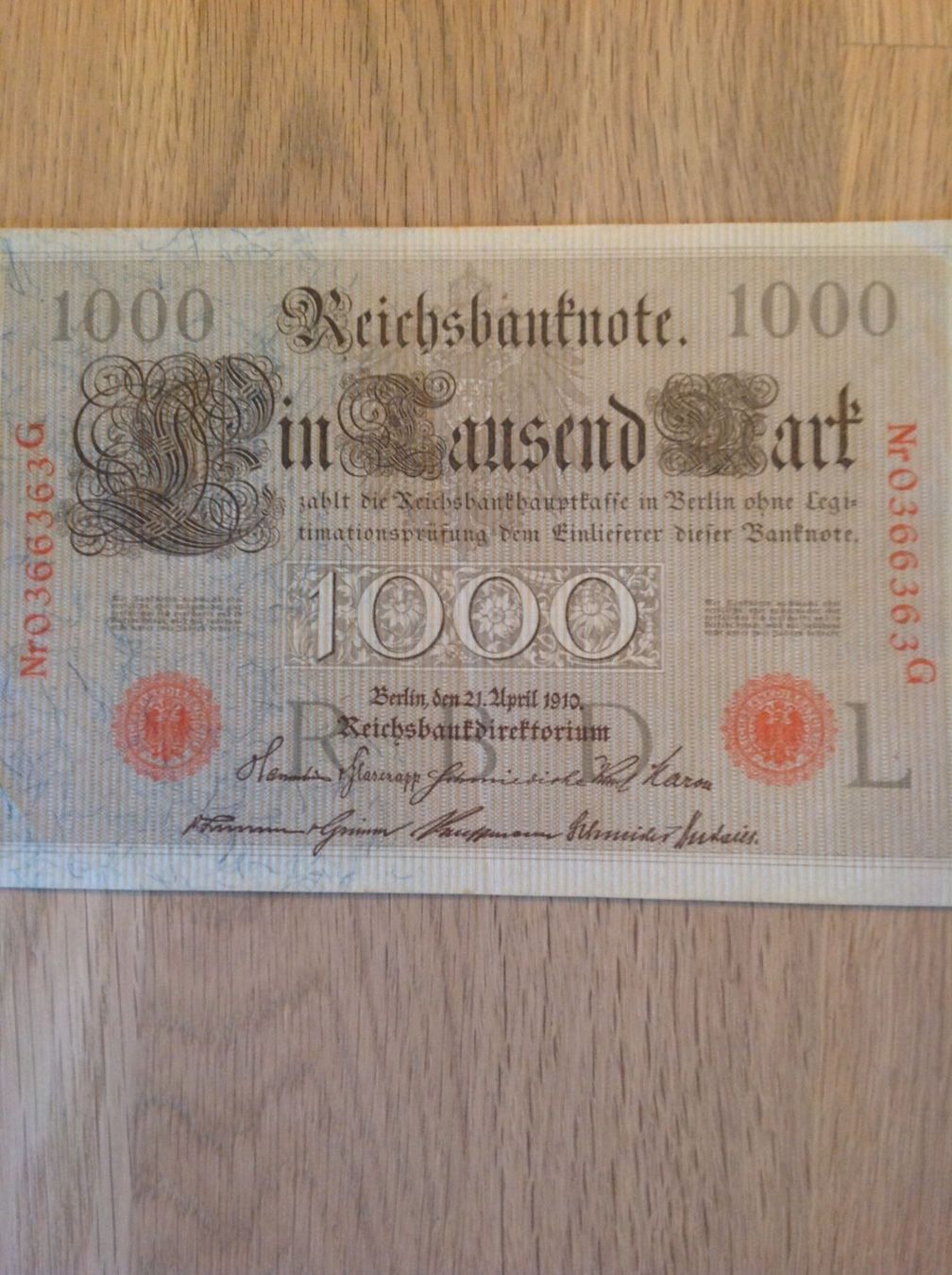 Banconote: Billet de1000 DM de 1910 UNC – Nuovo (secondo la descrizione) da Villars-sur-Glâne venduto da Graca03 1