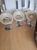 Schicke Barhocker / Drehstühle, Leder creme, 6 Stück