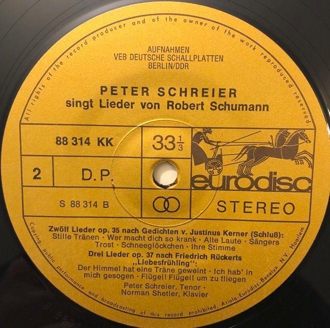 Schallplatten: Peter Schreier singt Lieder von Robert Schumann (LP) – Gebraucht aus Grüningen von azulrojo 3