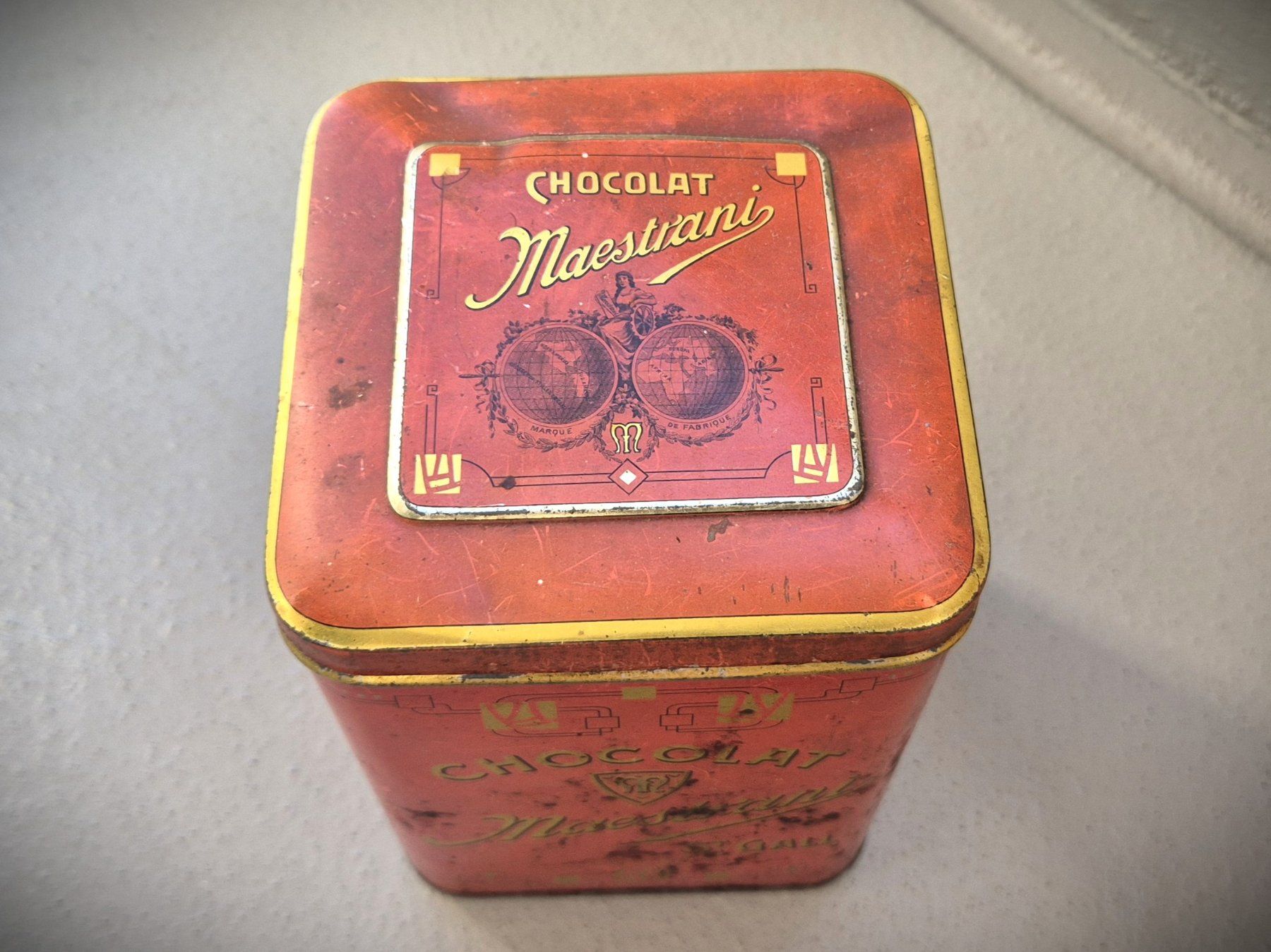 Maestrani Barattoli: alte Blechdose CHOCOLAT MAESTRANI – Usato da Zürich venduto da brinkosos 5