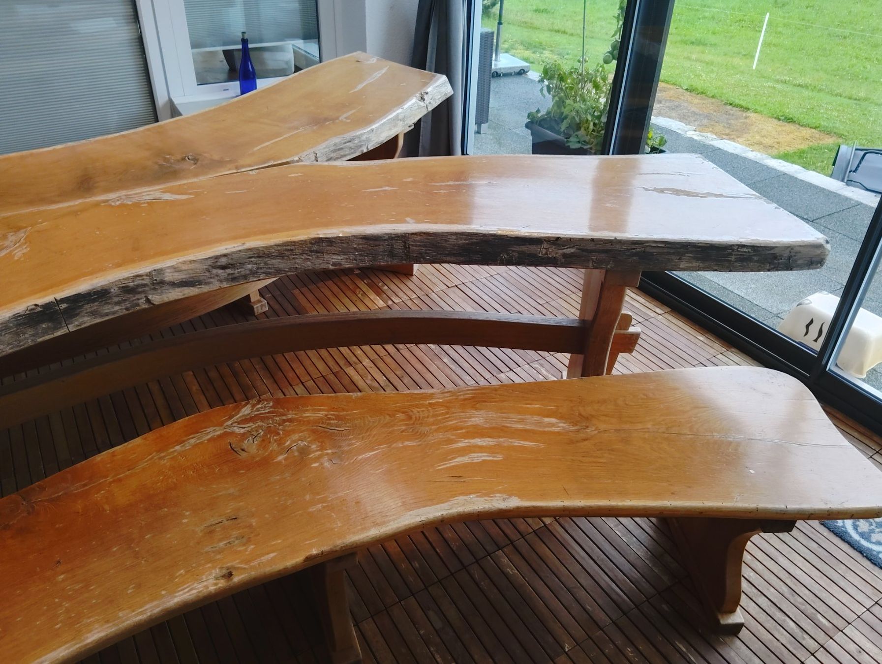 Tavoli: Ensemble table et bancs en bois massif – style rustique – Usato da La Ferrière venduto da nsauser 1