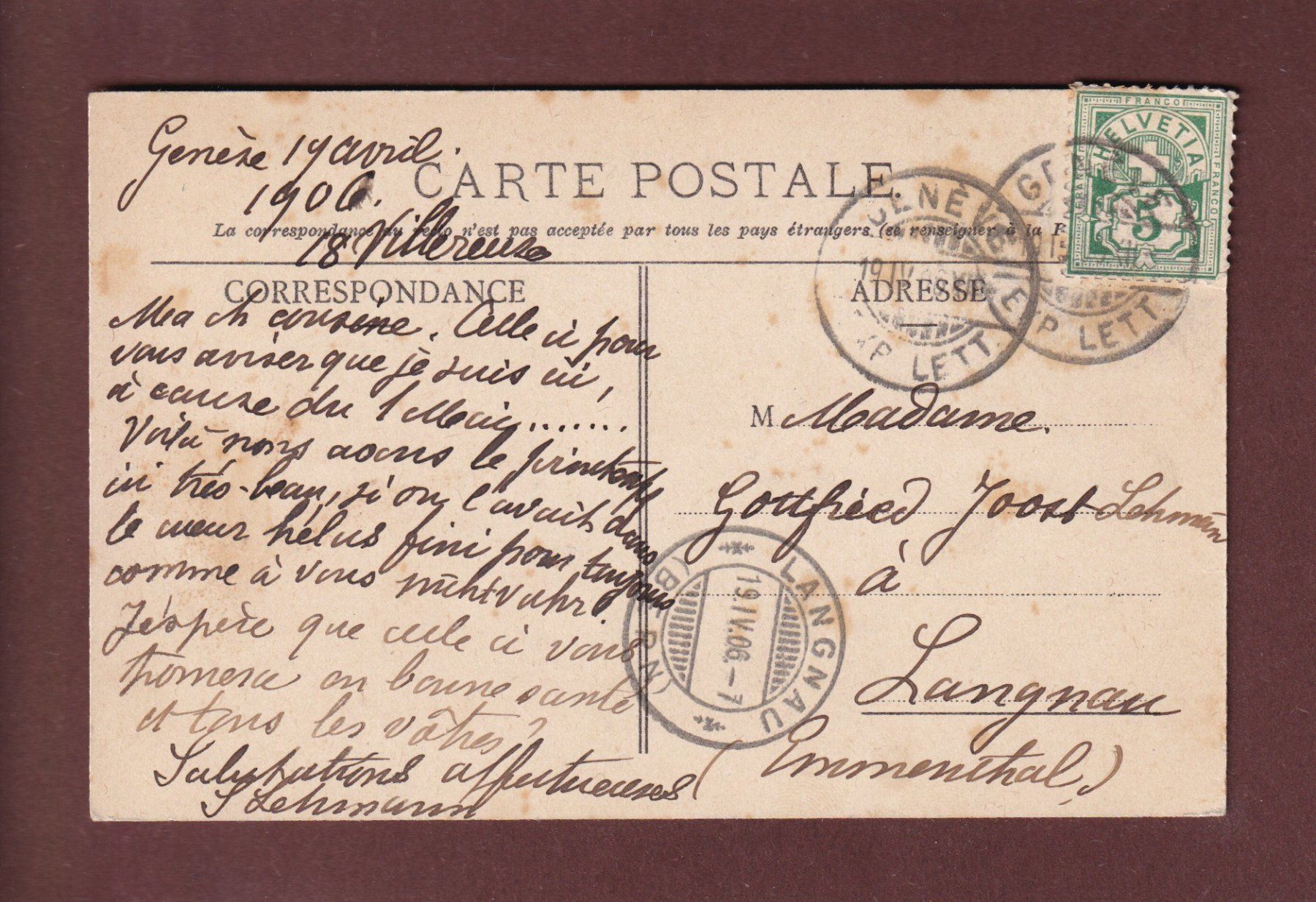 Cartoline postali: GENEVE - Barques sortant du Port - 1906 – Usato da Pully venduto da nicecards 1