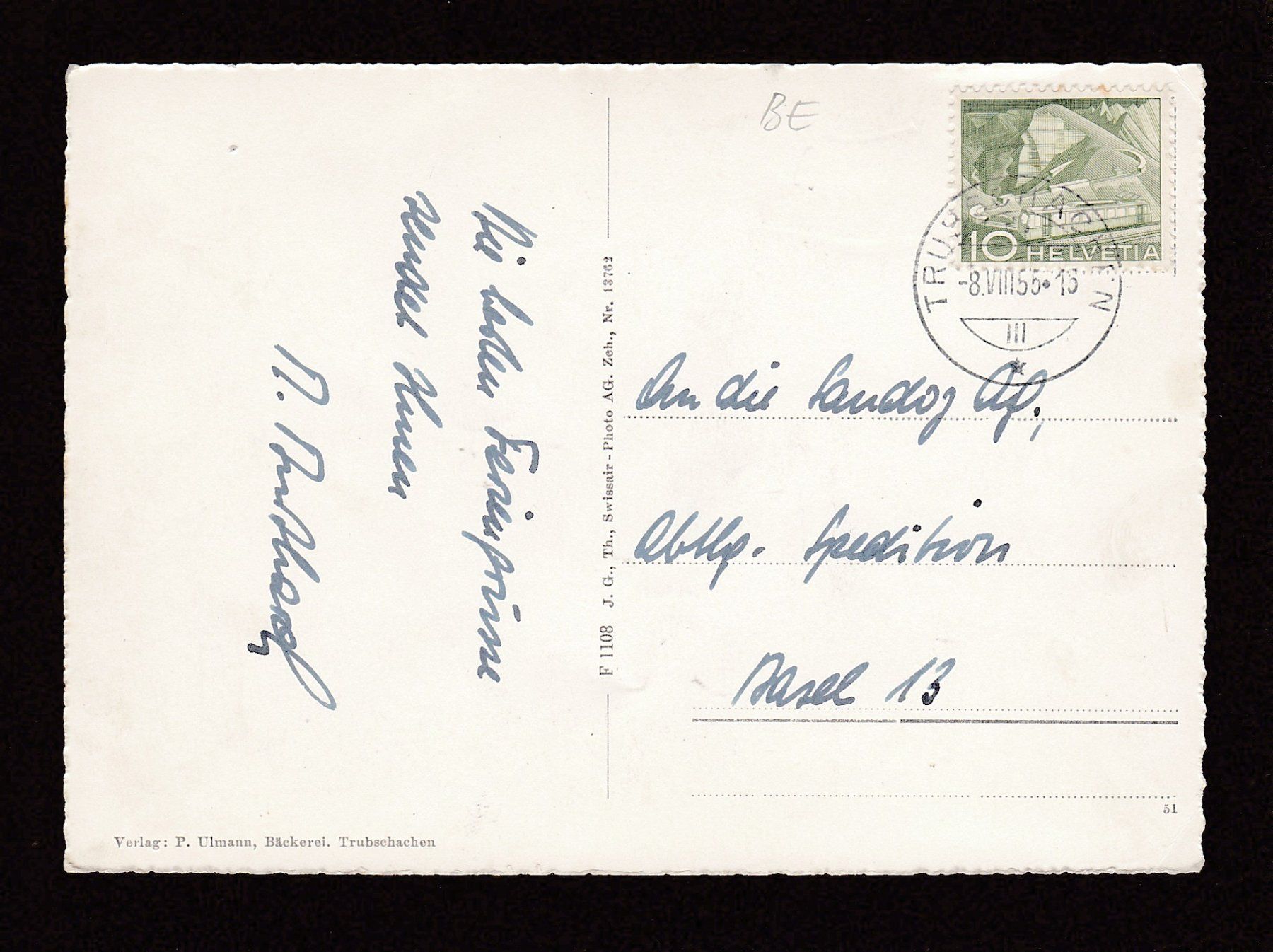 Cartoline postali: TRUBSCHACHEN, Flugaufnahme 1955 – Usato da Reiden venduto da cinfis 1