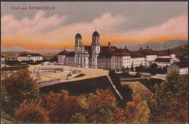 1913, EINSIEDELN, farbige Ansichtskarte "Gruss aus" LUXUS!