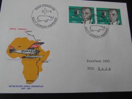 50 Tg Aerophilatelie Luzern 1609 auf Brief Mittelholzer 1977