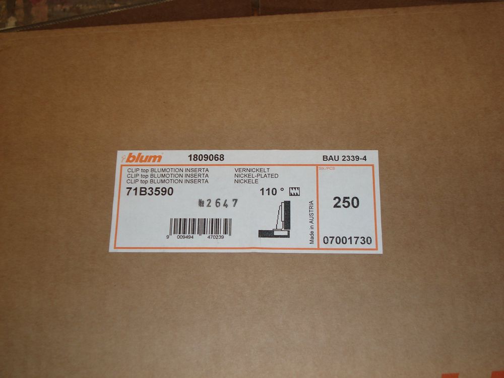 Eisenwaren: Charnières Blum 250 pces – Neu und originalverpackt aus bossonnens von gurky 1