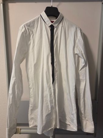 Hugo (Hugo Boss) Hemd weiss mit schwarzen Akzenten Gr M
