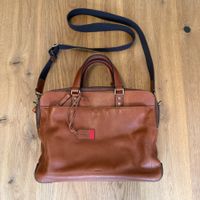 Fossil Defener Double Zip Aktentasche Leder Cognac braun