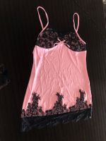 Damen Nachthemd rosa Schwarz Spitze Grösse L neu