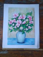 Gemälde Blumenstrauss Vase Pastell 40x50cm guter Zustand