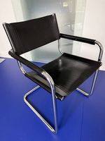 Fasem Freischwinger Leder schwarz, Made in Italy