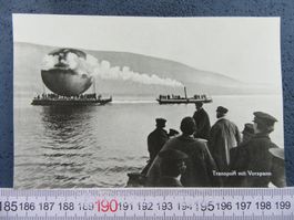 GASBALLON AUF TRANSPORTSCHIF MIT DAMPFSCHIFF VORSPANN AK