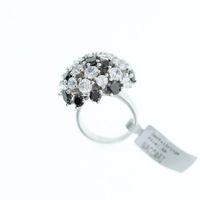 Silberring/Coctailring mit schwarz-weissen Zirkonia, Gr. 58