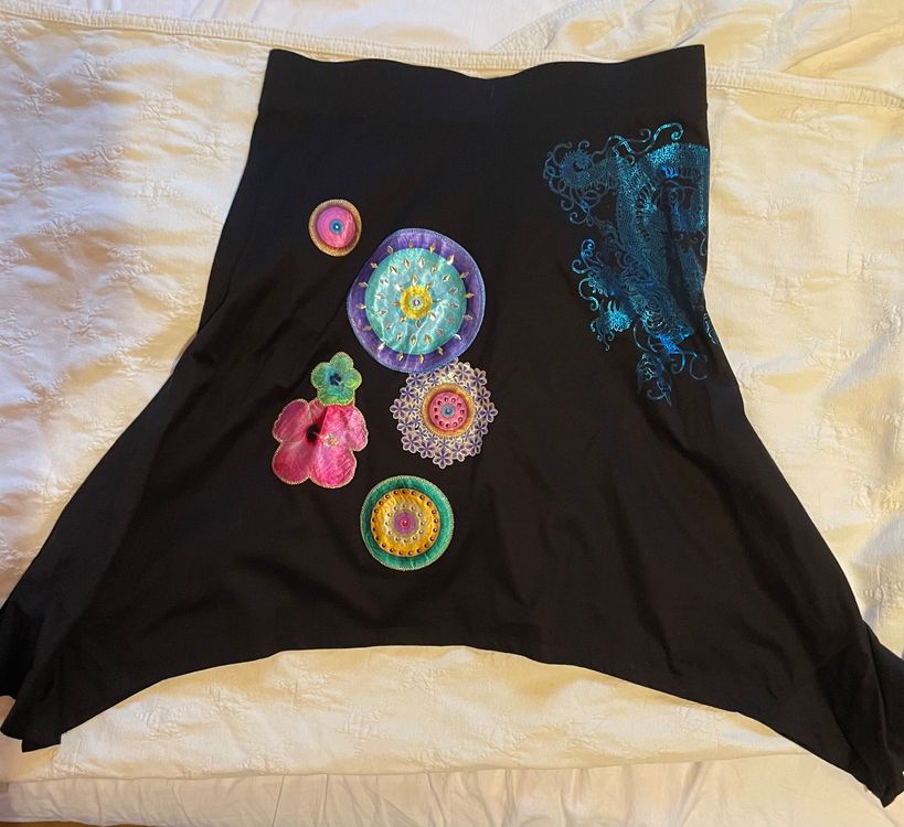 Jupe Desigual Brillante - Motif Big Town Et Pied De Coq - Taille 36 - Polyester