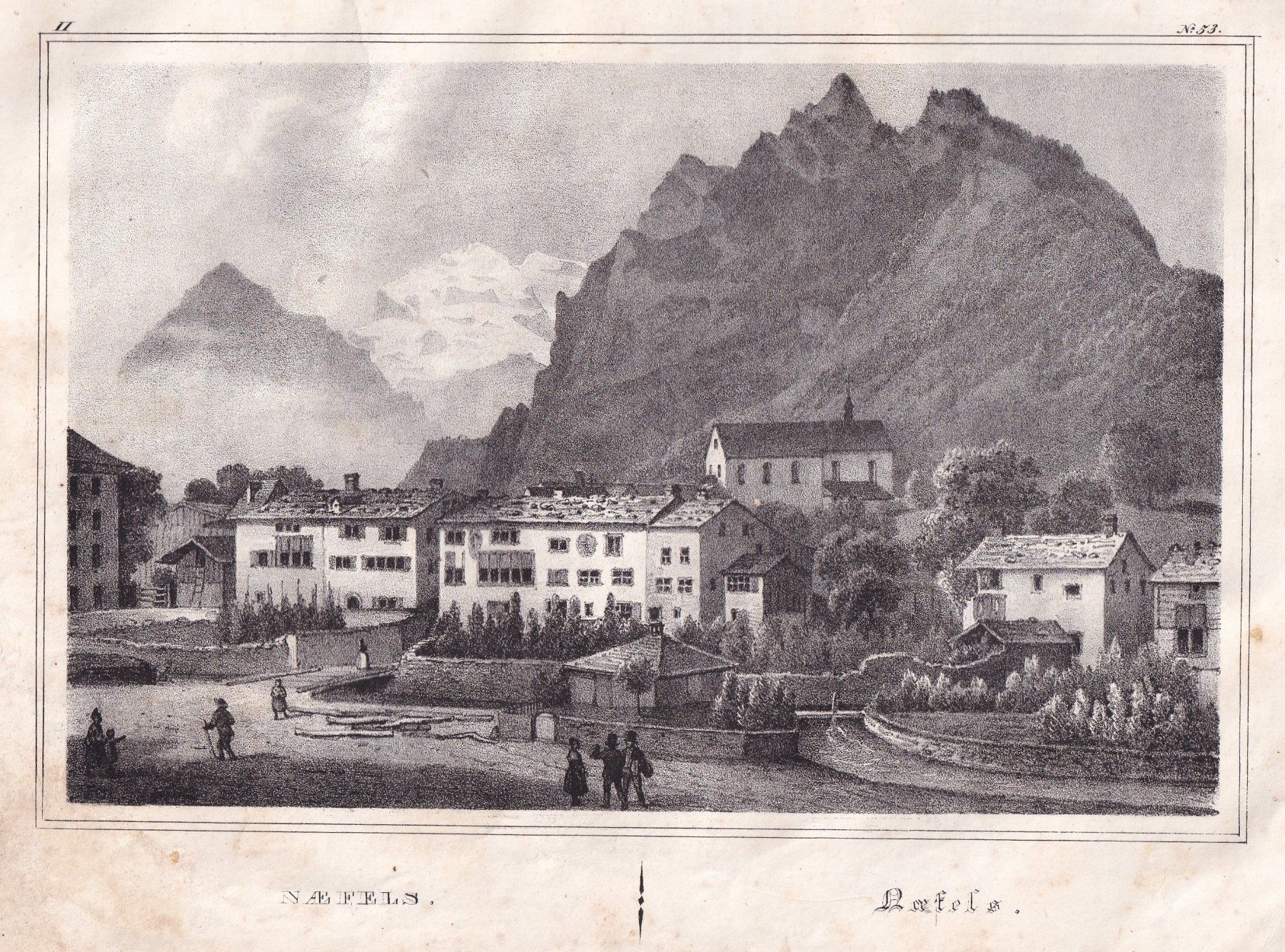 Stiche: NÄFELS, LITHOGRAPHIE VON 1836-1845 – Gebraucht aus Grüningen von Kartensammler