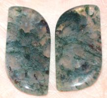 Anhänger Set gelocht L-6207 – 1 Paar Moos Achat Cabochon je