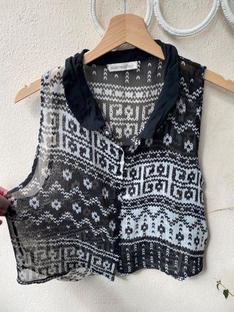 Chemisier sans manches Brandy Melville noir et blanc T.U.