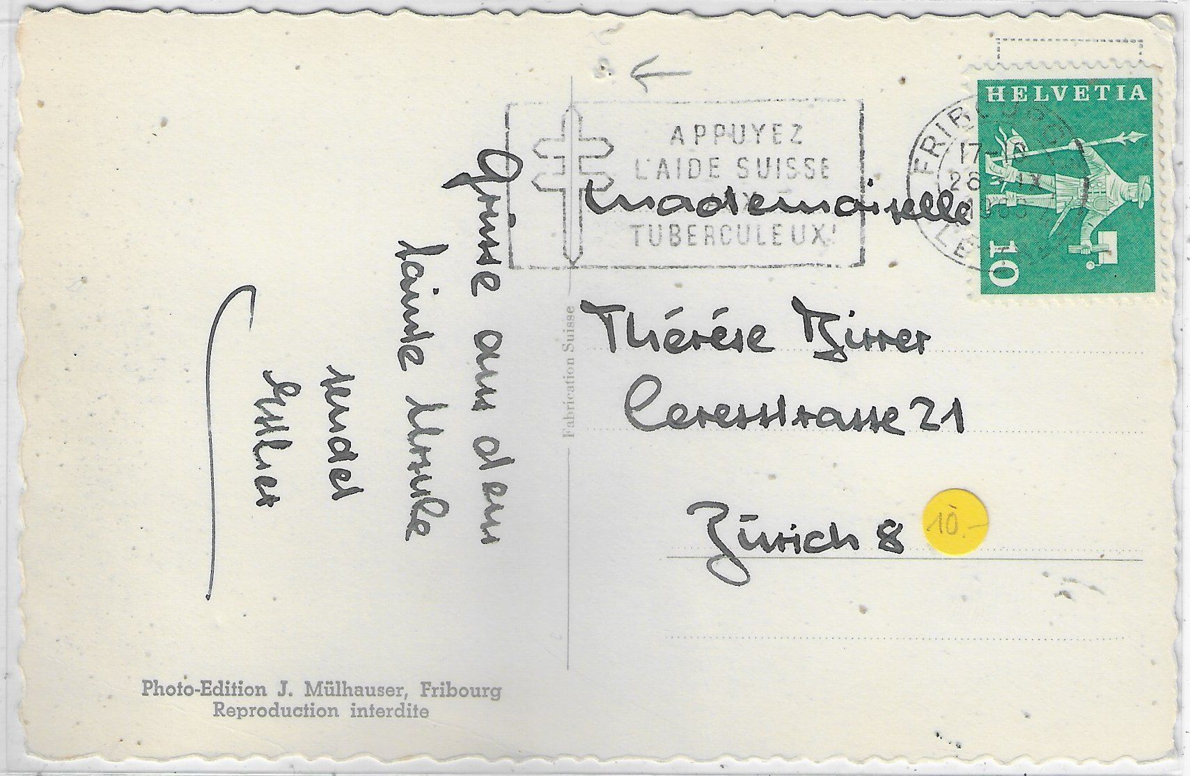 Cartoline postali: Institut Saint-Ursule - Fribourg – Usato da Ettingen venduto da Kartenplanet 1