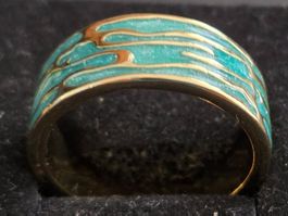 Bague Plaquée Or jaune & Colorée Turquoise taille 59 ☆☆☆☆