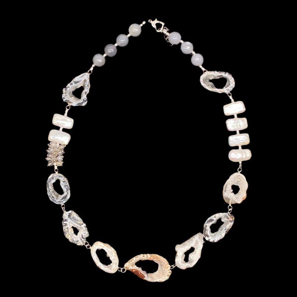 Catenine: Druzy Achat Perlen Kette Echt Collier Géode Agate Perle – Nuovo (secondo la descrizione) da Prilly venduto da ilyria73 1