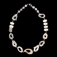 Druzy Achat Perlen Kette Echt Collier Géode Agate Perle