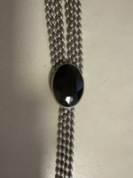 Vintage Y-Halskette Lariat mehrreihig mit schwarzem Stein