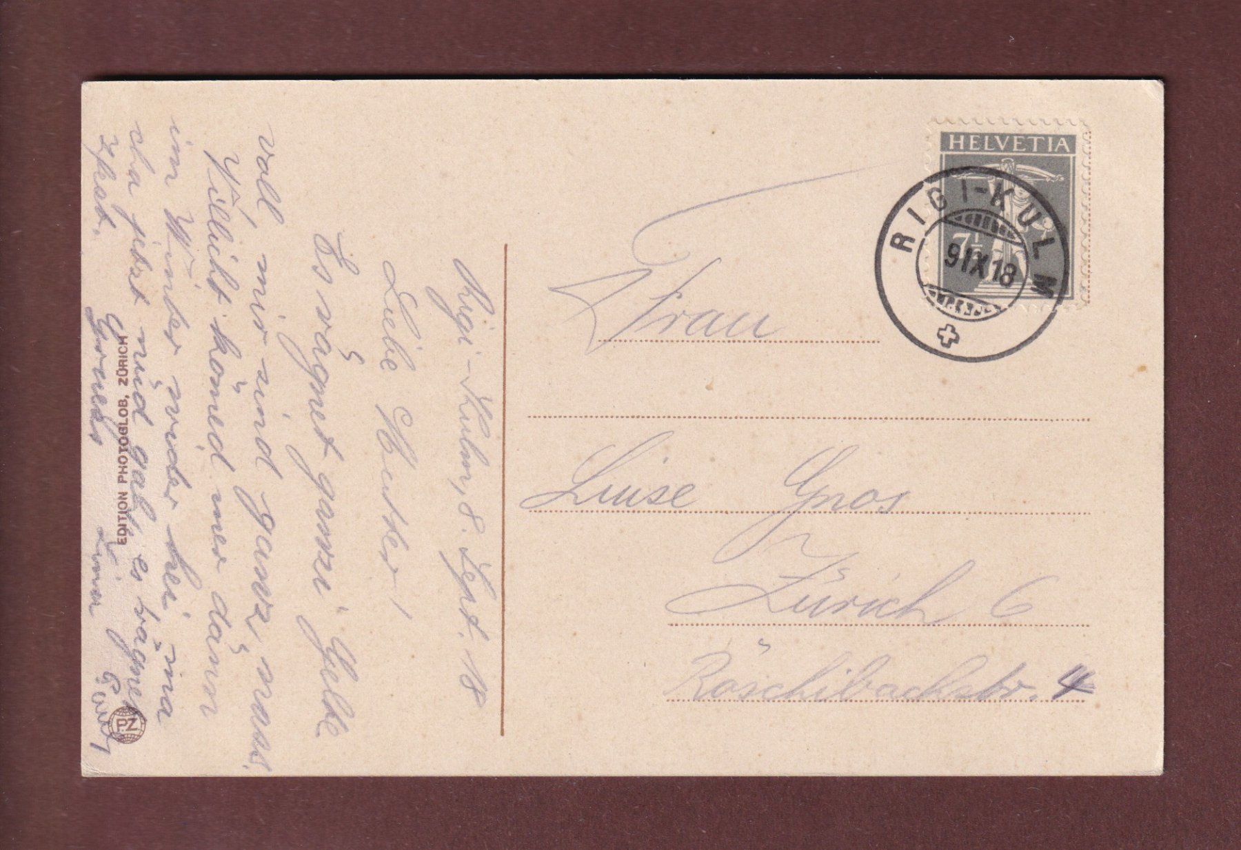 Ansichtskarten: RIGI-KULM unter Schnee - 1918 – Gebraucht aus Pully von nicecards-shop 1