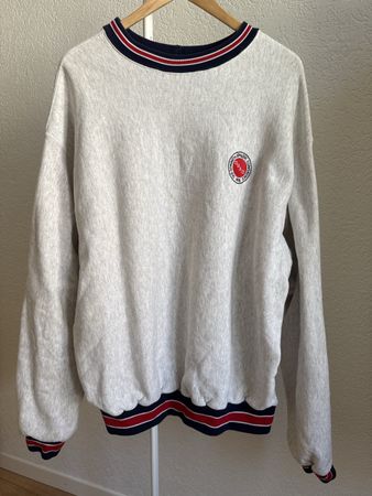Pull vintage gris chiné rouge/bleu Neff Made in USA, t.XL/42