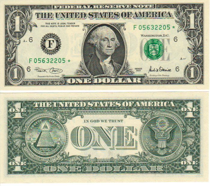 Banconote: 1 Dollar  2001 star unz bankfrisch – Nuovo e nell'imballaggio originale da Gelterkinden venduto da Cakir