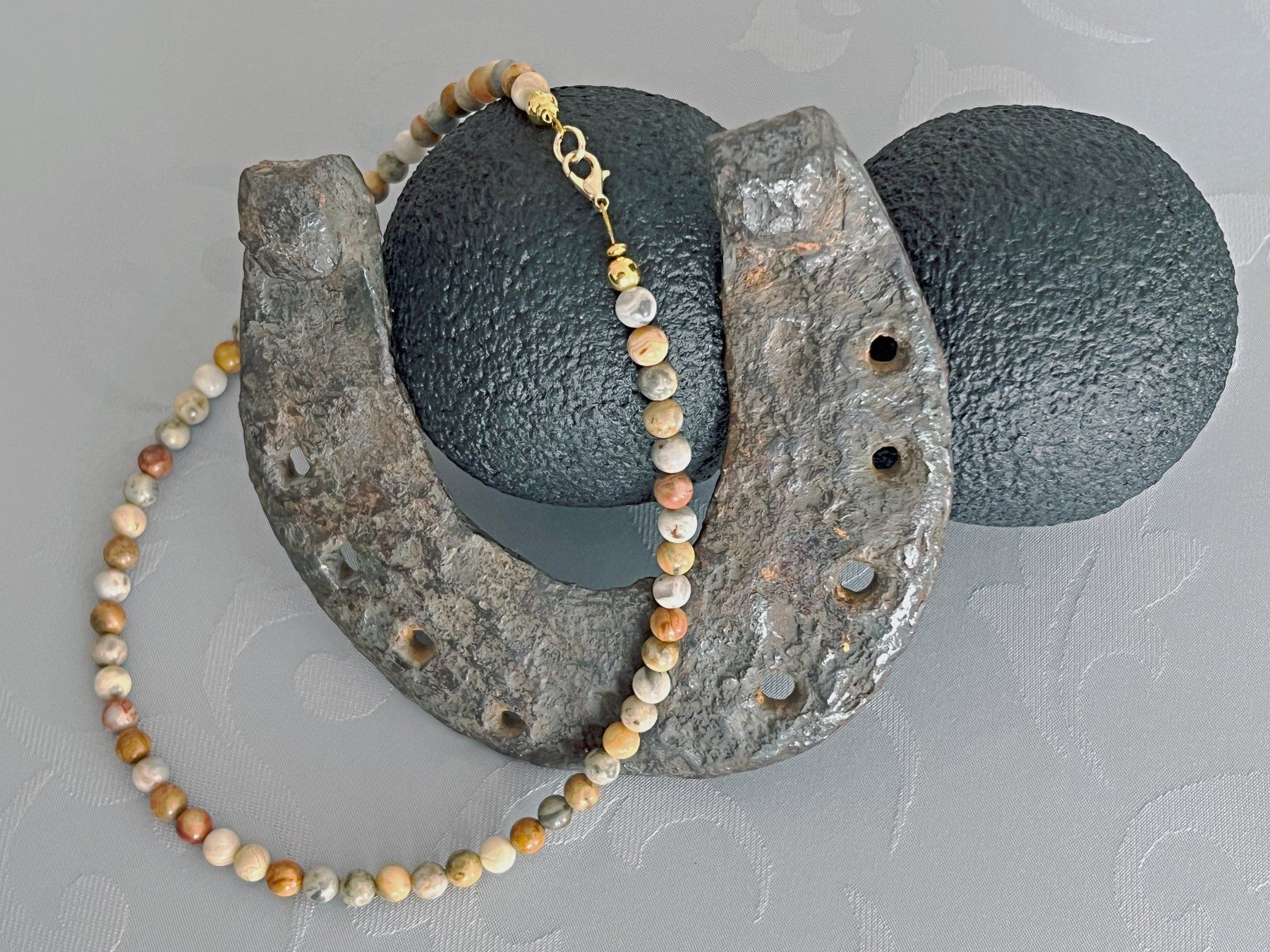 Catenine: Halskette aus Crazy-Achat, Steine 6mm – Nuovo e nell'imballaggio originale da Langendorf venduto da ber_t8vc