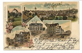 Gruss aus Gossau (SG) Gemeindehaus - Post - Litho - 1900