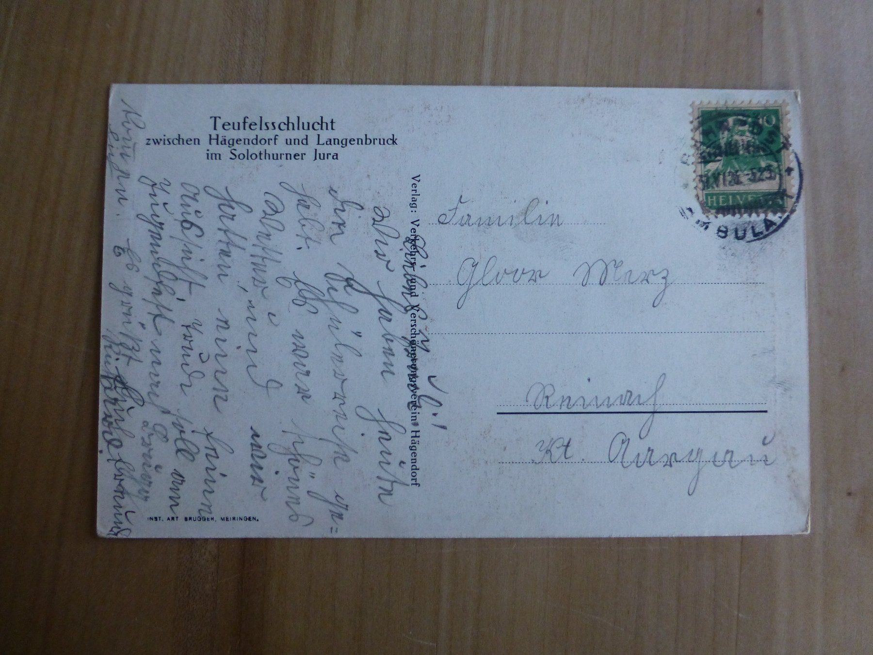 Ansichtskarten: Hägendorf, Teufelschlucht 1926 – Gebraucht aus Bettlach von 1saurer 1