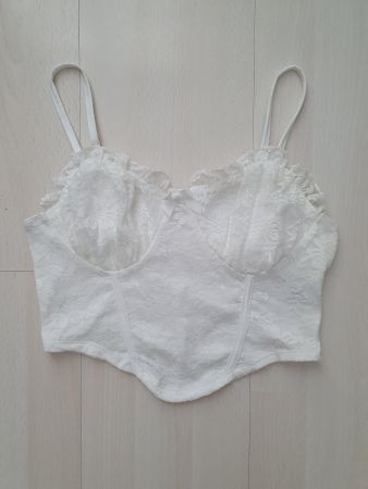 Weisses Spitzen-Corsagentop Gr S *neu*