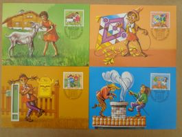 Satz 4 Maximumkarten MK 1984 PRO JUVENTUTE PJ Kinderbüchern