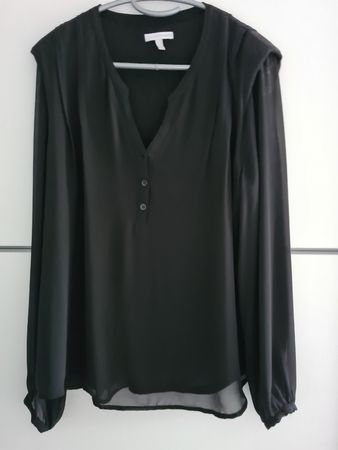 Schwarze Charles Vögele Bluse Gr. 44 Langarm Elegant 🌻