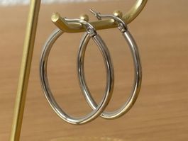 Luxus Elegante Edelsthal Ohrstecker /Creolen   Silberfarben