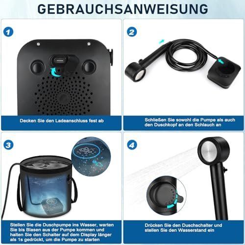 Docce: Camping Dusche 8000mAh Campingdusche Tragbare Pumpe Mobile – Nuovo e nell'imballaggio originale da Hundwil venduto da Stallone5 6