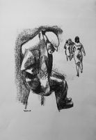 Paul Jakob Müller, Orig. Lithographie, Clochard