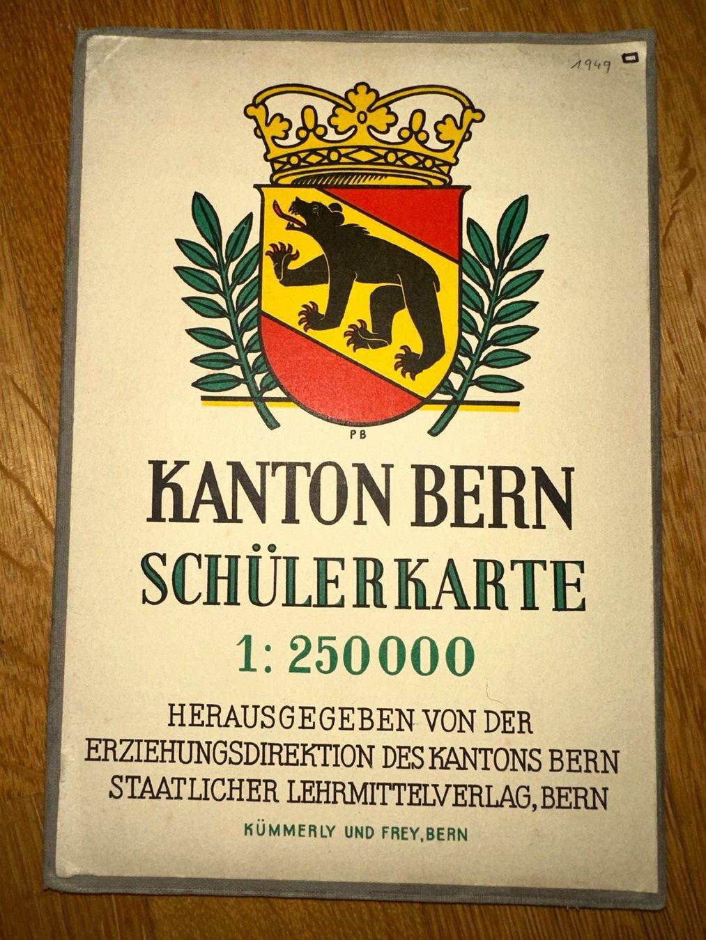 Landkarten & Atlanten: Schülerkarte des Kantons Bern 1949 – Gebraucht aus Zürich von allp