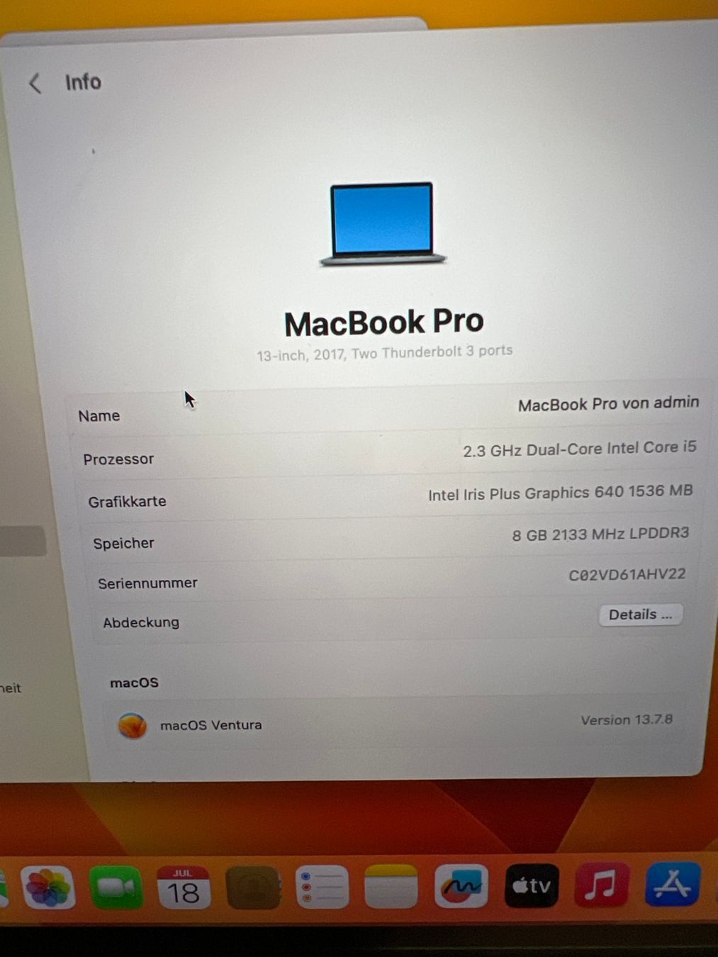 Apple Notebooks: MacBook Pro 13" 2017 Grey , Core i5, 8 GB Ram & 128GB #07 – Gebraucht aus Dietikon von speedkauf 4