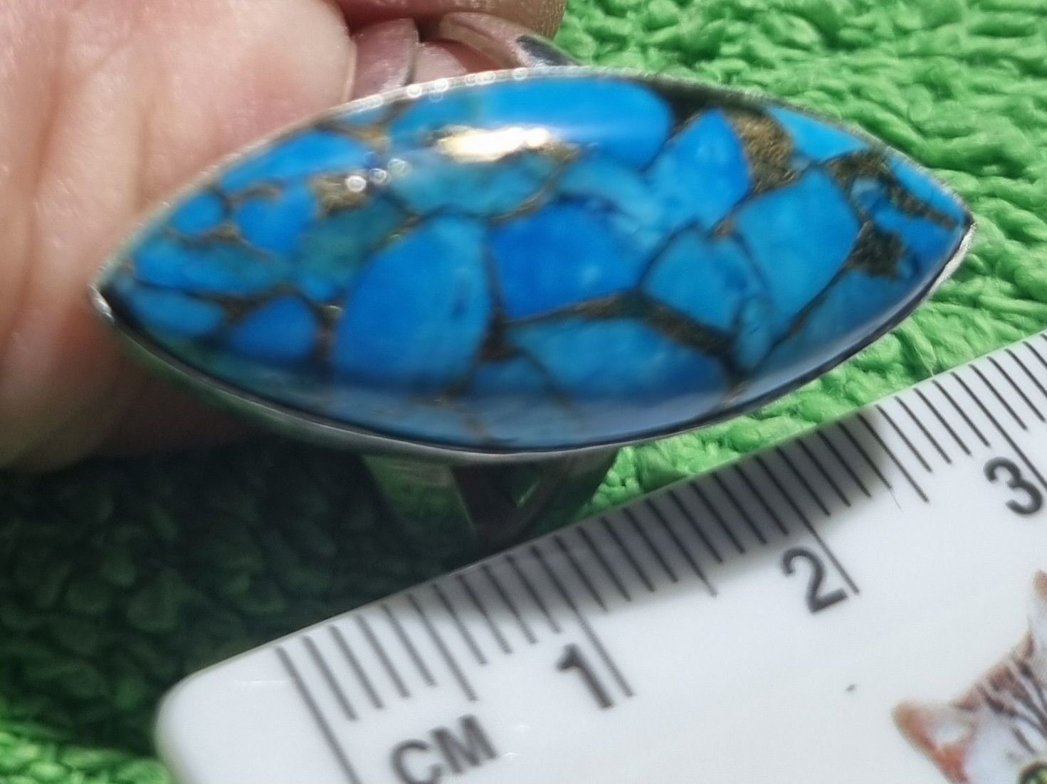 Bagues: Ring mit echtem Türkis 925 Silber Grösse 58 – Neuf (Voir description) à unterägeri par ursiou 2