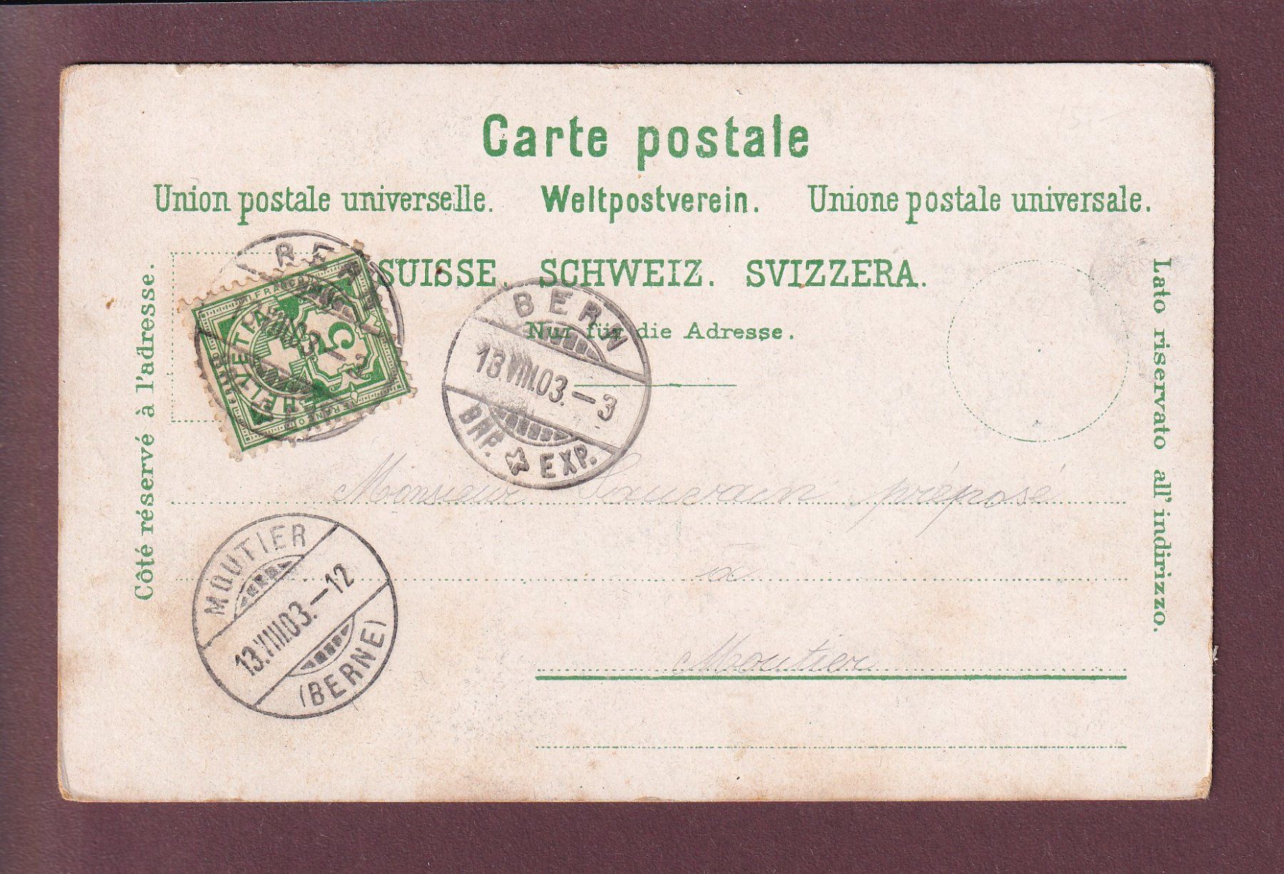 Cartoline postali: BERN - Gruss vom Bärengraben - Litho - 1903 – Usato da Pully venduto da nicecards 1