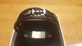 LISKA - Herren Lederarmband (3-fach) Anker (silber-schwarz)