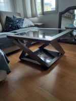 Glas Couchtisch, Design Holzfuss, Top Zustand, Modern 50