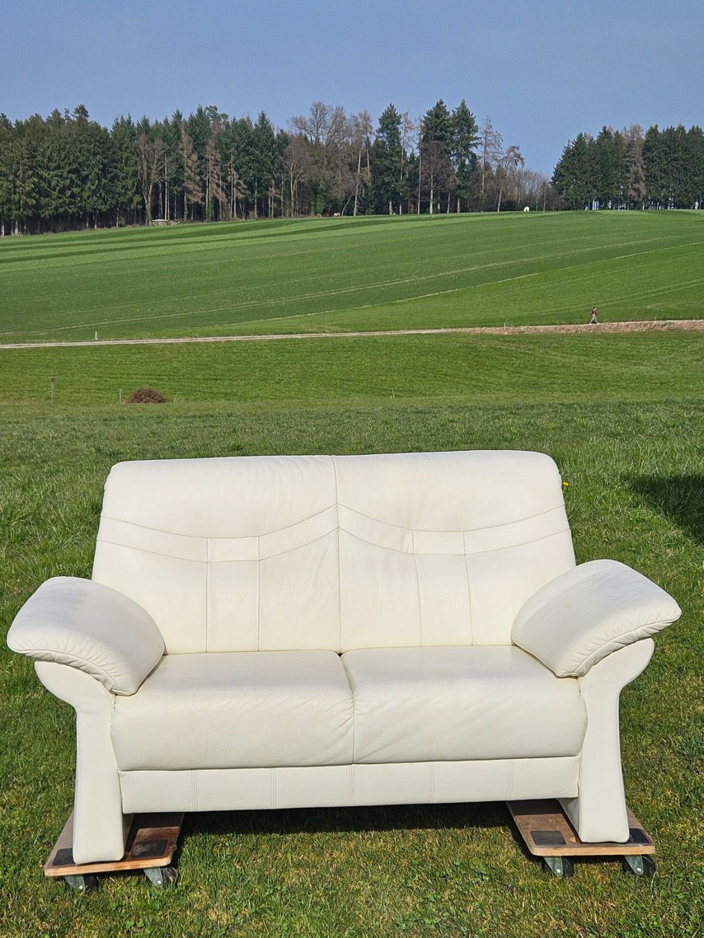 Sofas: Helles Ledersofa, 2-Sitzer – Gebraucht aus Wittenbach von anzo4