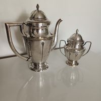 Antik Silber Kaffeekanne Set Zuckerdose Vintage
