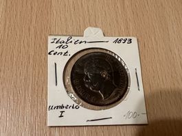 Italien Umberto I. 1893 10 Centesimi (Vorzüglich+)