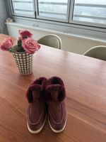 Warme Winter Lammfell loafers, Weinrot, Grösse 36 Top Zustan