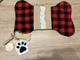 Weihnachtlicher Hunde-Strumpf mit Knochen-Motiv, Neu!