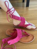 Baldinini Trend pink suede tie up sandals